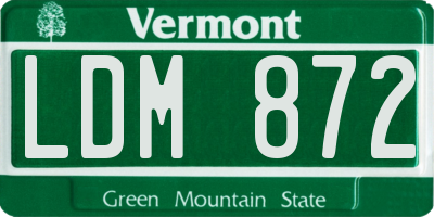 VT license plate LDM872