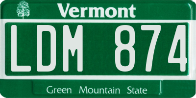 VT license plate LDM874