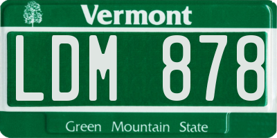 VT license plate LDM878