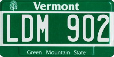 VT license plate LDM902