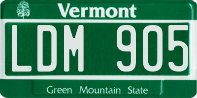 VT license plate LDM905