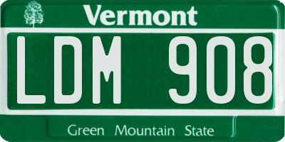 VT license plate LDM908