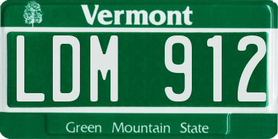 VT license plate LDM912