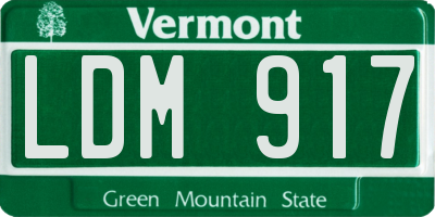 VT license plate LDM917