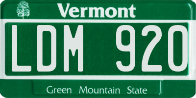 VT license plate LDM920