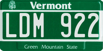 VT license plate LDM922