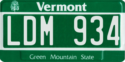 VT license plate LDM934