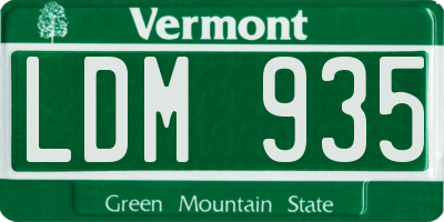 VT license plate LDM935