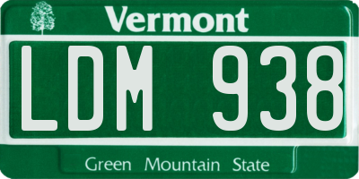 VT license plate LDM938