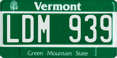 VT license plate LDM939