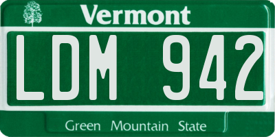 VT license plate LDM942
