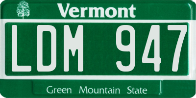 VT license plate LDM947