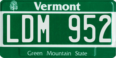 VT license plate LDM952