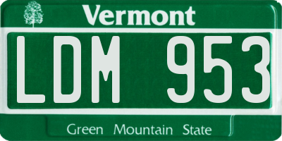 VT license plate LDM953