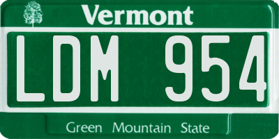 VT license plate LDM954