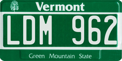 VT license plate LDM962