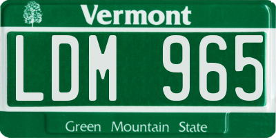 VT license plate LDM965