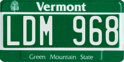 VT license plate LDM968