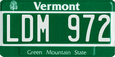 VT license plate LDM972
