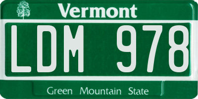 VT license plate LDM978