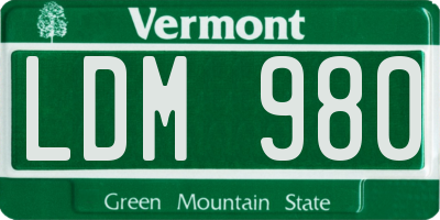 VT license plate LDM980