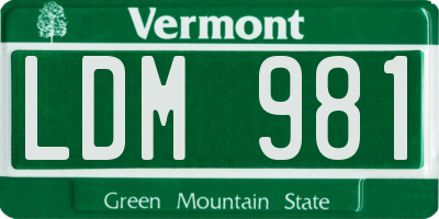 VT license plate LDM981