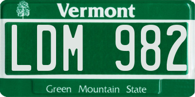 VT license plate LDM982