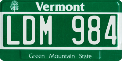 VT license plate LDM984