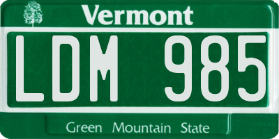 VT license plate LDM985
