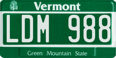 VT license plate LDM988