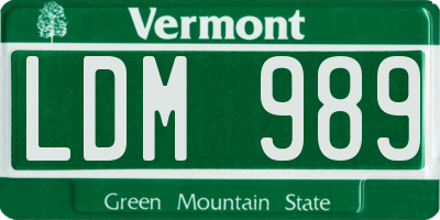 VT license plate LDM989