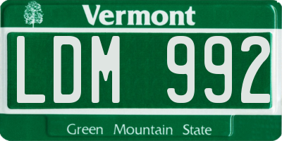 VT license plate LDM992