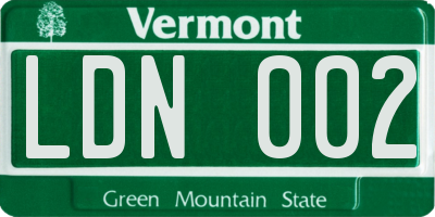 VT license plate LDN002