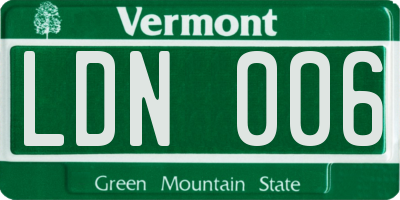 VT license plate LDN006