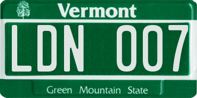 VT license plate LDN007