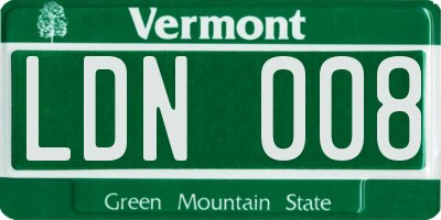 VT license plate LDN008