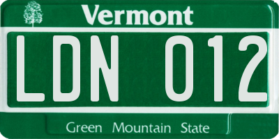 VT license plate LDN012