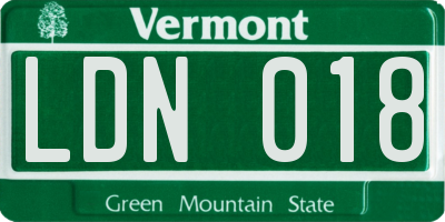 VT license plate LDN018