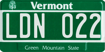 VT license plate LDN022
