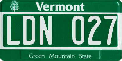 VT license plate LDN027