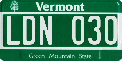 VT license plate LDN030