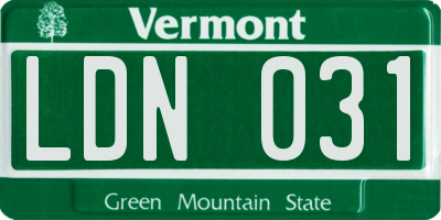 VT license plate LDN031