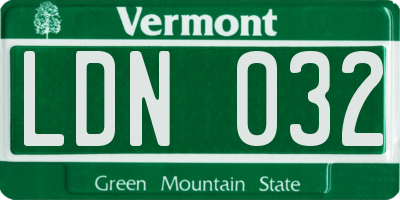VT license plate LDN032