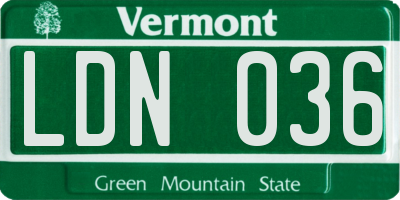 VT license plate LDN036