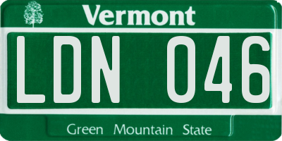 VT license plate LDN046