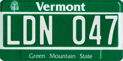 VT license plate LDN047