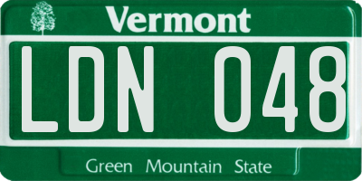 VT license plate LDN048