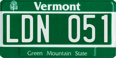 VT license plate LDN051
