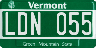 VT license plate LDN055
