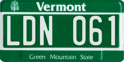 VT license plate LDN061